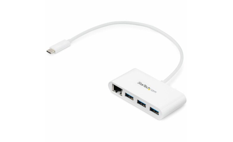 StarTech.com 3 Port USB Hub with Ethernet, USB-C to 3xUSB-A USB 3.0 - HB30C3A1GEA USB Hubs - CDW.com