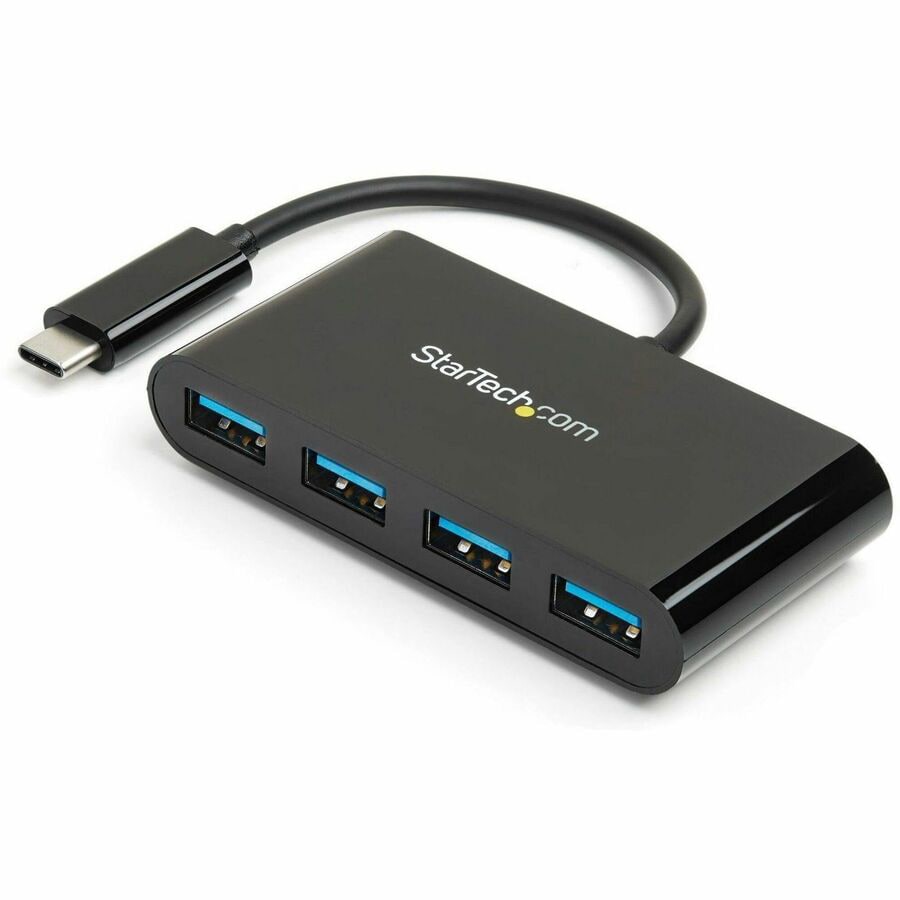 4-Port USB-C Hub - 5Gbps - Bus Powered - USB C to 4x USB-A Hub w/ Optional  Auxiliary Power Input - Portable Desktop/Laptop USB Hub - 1ft (30cm) Cable