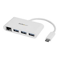 StarTech.com 3 Port USB C Hub with Ethernet, USB-C to 3xUSB-A 5Gbps USB 3.0