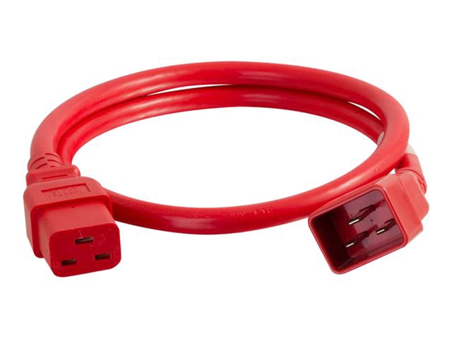 Thumbnail 2 of 4 for C2G 4ft 12AWG Power Cord (IEC320C20 to IEC320C19) -Red - power cable - IEC 60320 C20 to IEC 60320 C19 - TAA Compliant -