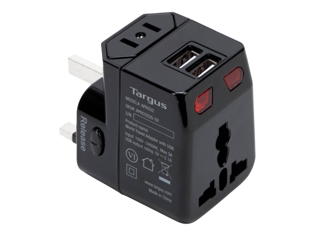 Targus World Travel Power Adapter with Dual USB Charging Ports