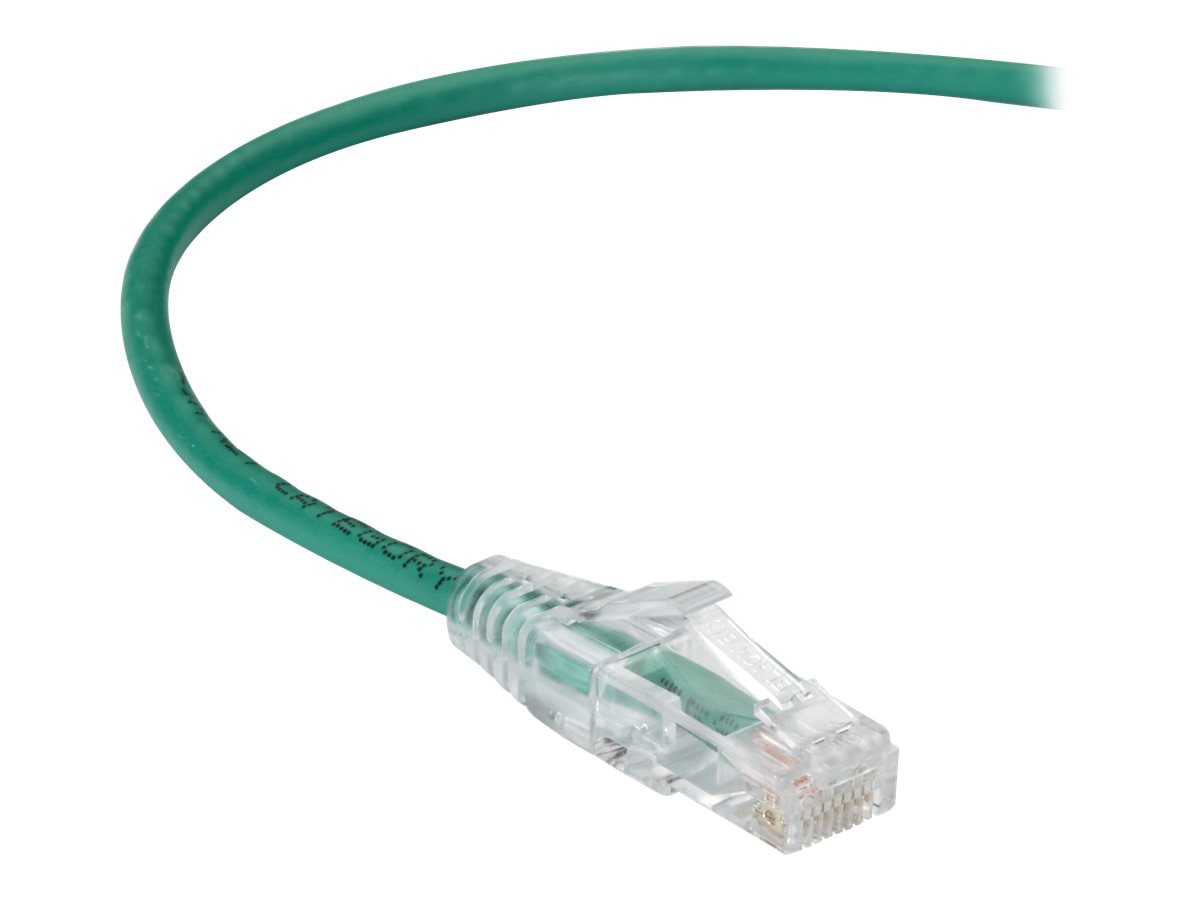 Black Box 3ft Slim-Net CAT6 Green 28AWG 250Mhz UTP Snagless Patch Cable, 3'