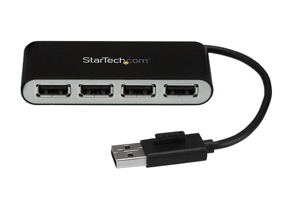 StarTech.com 4 Port USB 2.0 Hub w/Cable - Multi Port Mini Hub - Bus Powered