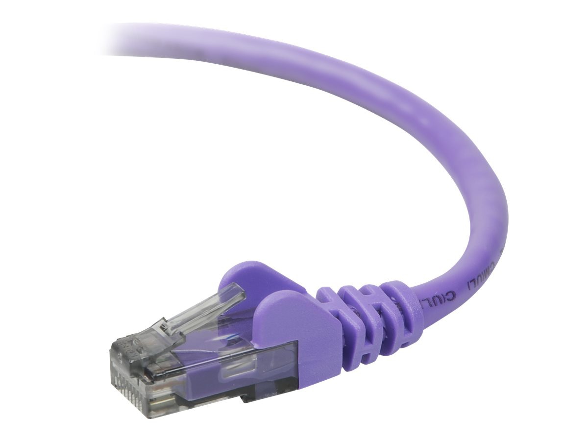 Belkin Cat5e/Cat5 15ft Purple Snagless Ethernet Patch Cable, PVC, UTP, 24 AWG, RJ45, M/M, 350MHz, 15'