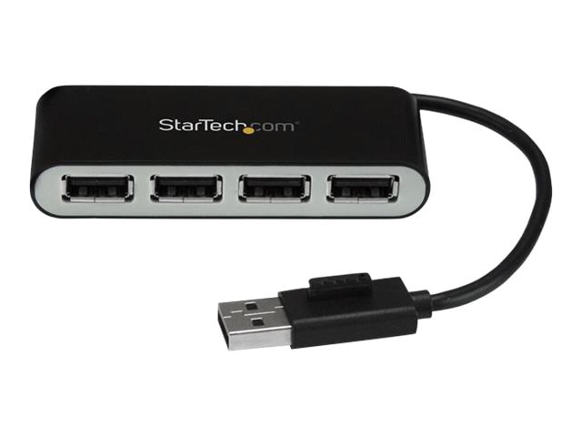 StarTech.com 4 Port Portable USB 2.0 Hub w/ Built-in Cable - 4 Port USB Hub