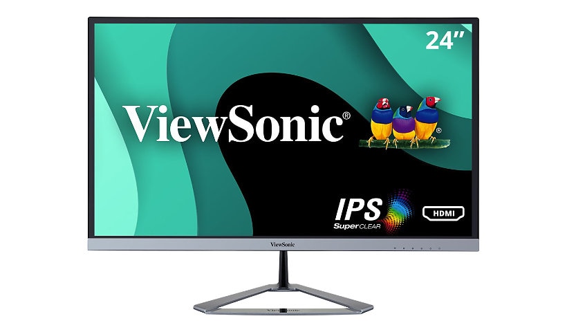 ViewSonic VX2476-SMHD - 1080p Widescreen IPS Monitor with Ultra-Thin Bezels, HDMI and DisplayPort - 250 cd/m² - 24"