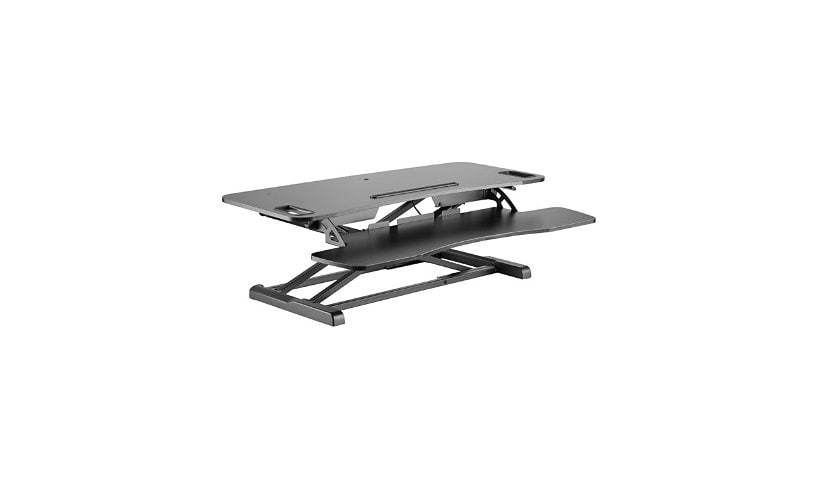 Amer Mounts 36" Sit-Stand Riser Desk Workstation with Keyboard Tray - Black Finish