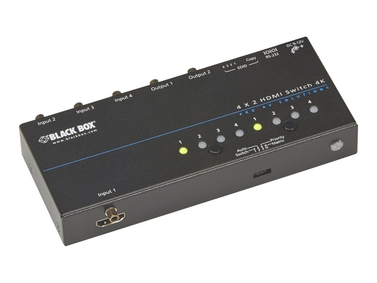 Black Box 4K HDMI Matrix Switch 4 x 2 - video switch - rack-mountable - TAA Compliant