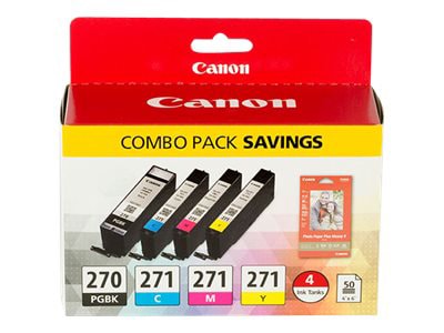 Canon PGI-270/CLI-271 Combo Pack - 4-pack - yellow, cyan, magenta, pigmented black - original - ink tank / paper kit