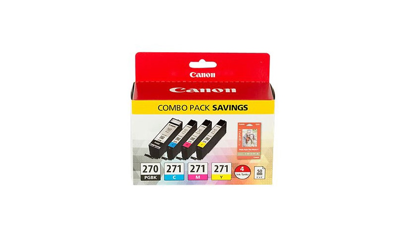 Canon PGI-270/CLI-271 Combo Pack - 4-pack - yellow, cyan, magenta, pigmented black - original - ink tank / paper kit