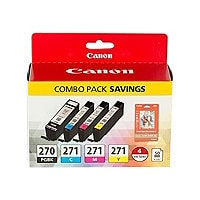 Canon PGI-270/CLI-271 Combo Pack - 4-pack - yellow, cyan, magenta, pigmented black - original - ink tank / paper kit