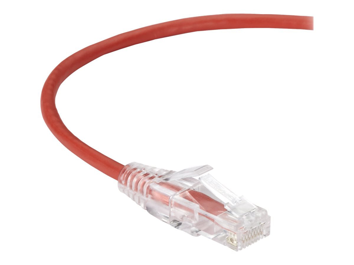 Black Box 3ft Slim-Net CAT6 Red 28AWG 250Mhz UTP Snagless Patch Cable, 3'