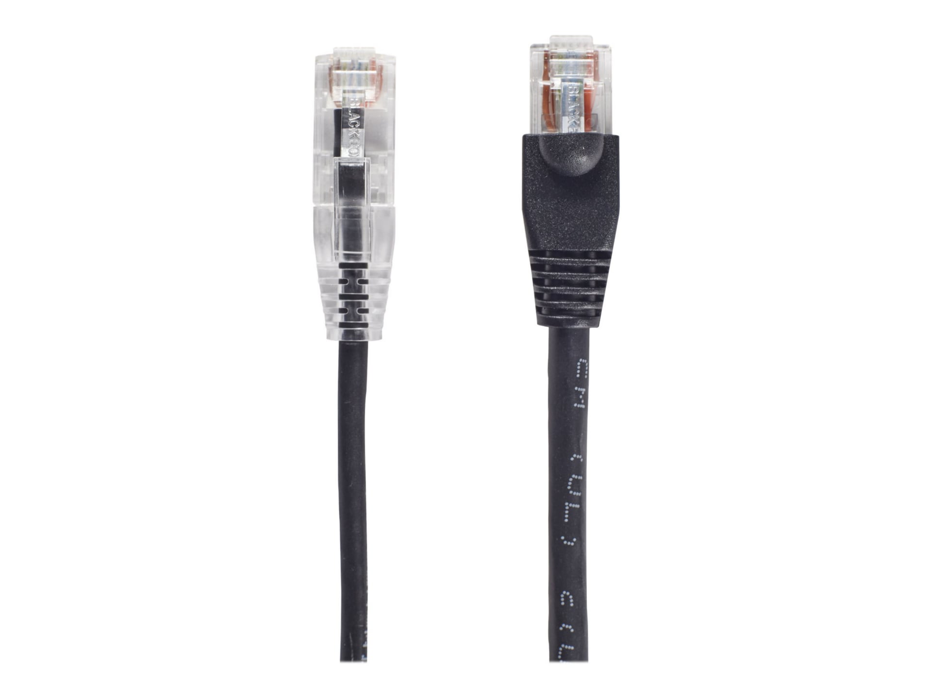 Black Box 3ft Slim-Net CAT6 Black 28AWG 250Mhz UTP Snagless Patch Cable, 3'