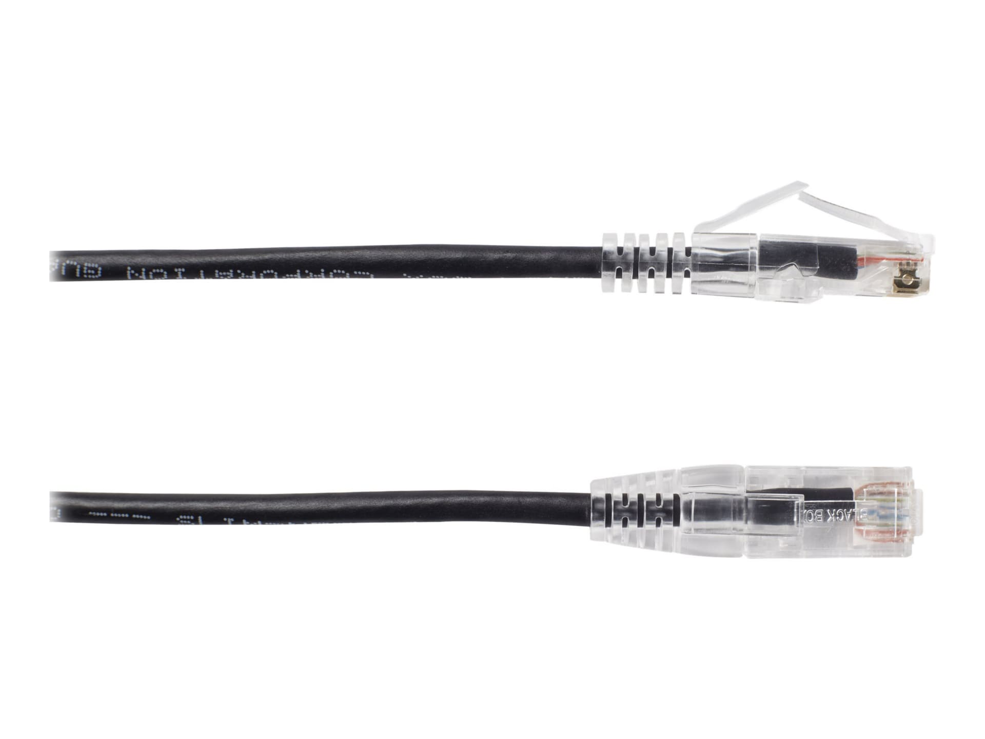 Black Box 7ft Slim-Net CAT6 Black 28AWG 250Mhz UTP Snagless Patch Cable, 7'