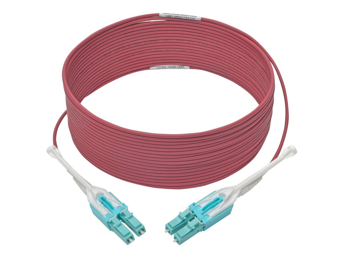 Eaton Tripp Lite Series 10G Duplex Multimode 50/125 OM4 LSZH Fiber Optic Cable (LC/LC), Push/Pull Tabs, Magenta, 3 m -