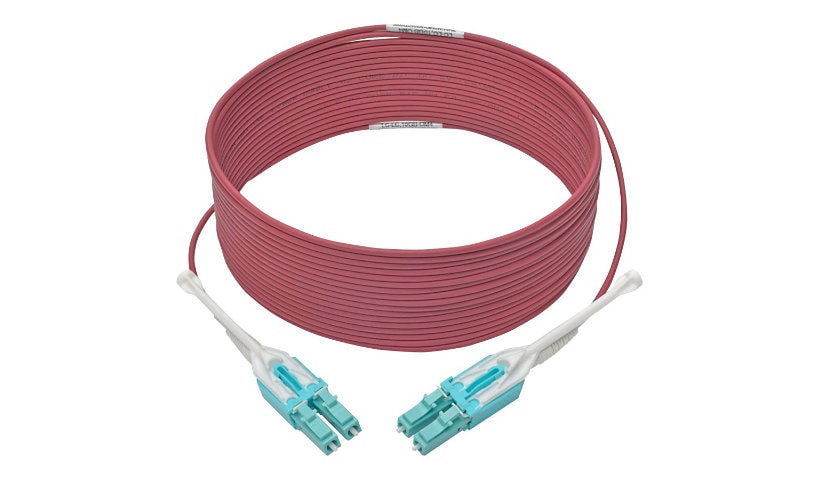 Eaton Tripp Lite Series 10G Duplex Multimode 50/125 OM4 LSZH Fiber Optic Cable (LC/LC), Push/Pull Tabs, Magenta, 3 m -