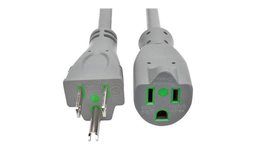 Eaton Tripp Lite Series Hospital-Grade Extension Cord, NEMA 5-15P to NEMA 5-15R - Green Dot, 13A, 125V, 16 AWG, 2 ft.