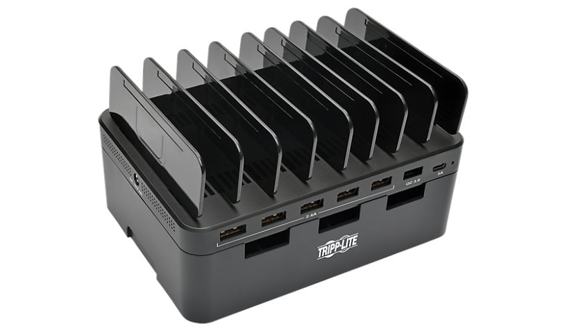 Tripp Lite 7-Port USB Charging Station Hub w/ Quick Charge 3.0, USB-C Port, Device Storage, 5V 4A (60W) USB Charge