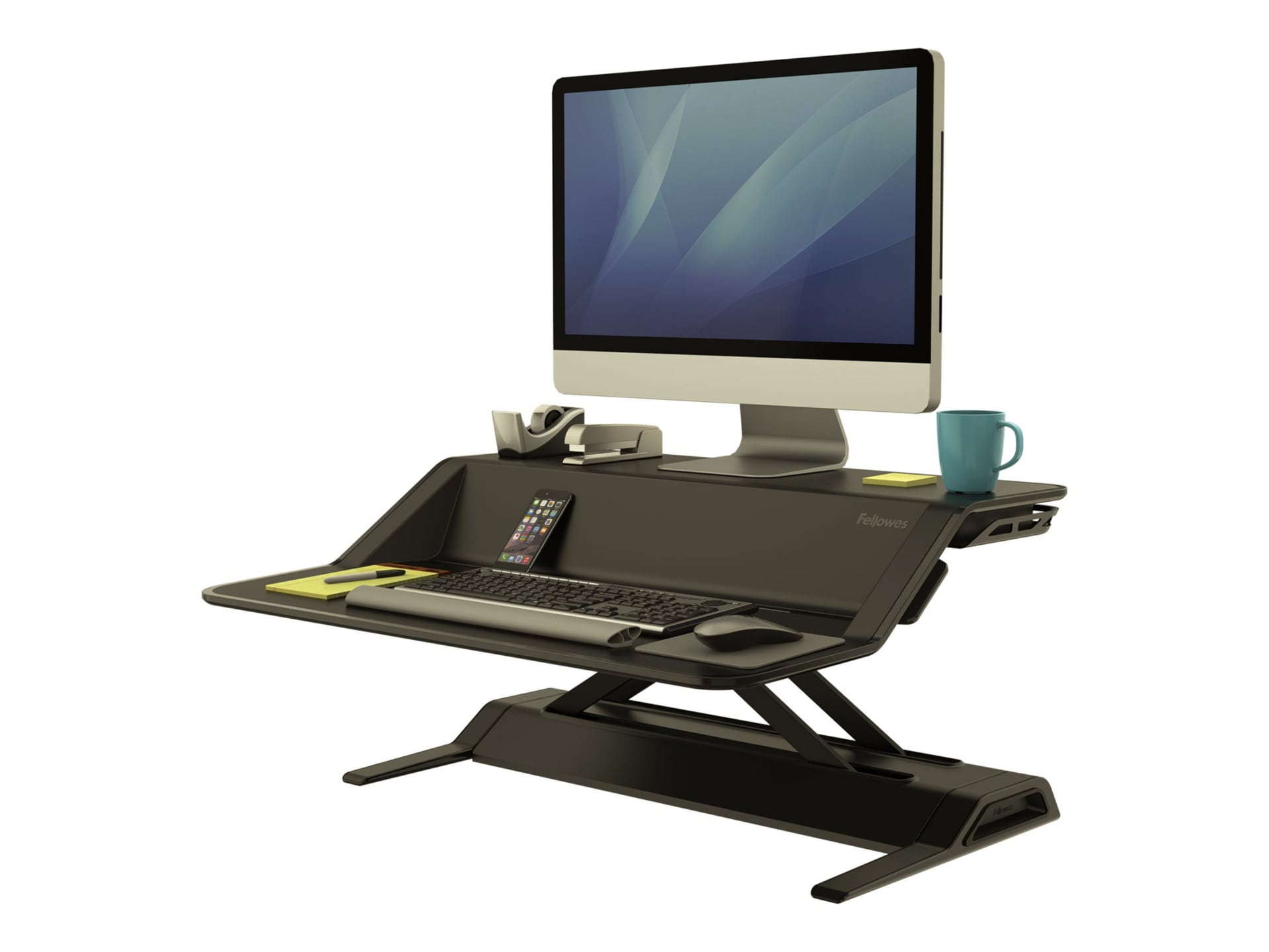 Fellowes Lotus Sit-Stand Workstation stand - Waterfall - for LCD display / keyboard / mouse - black