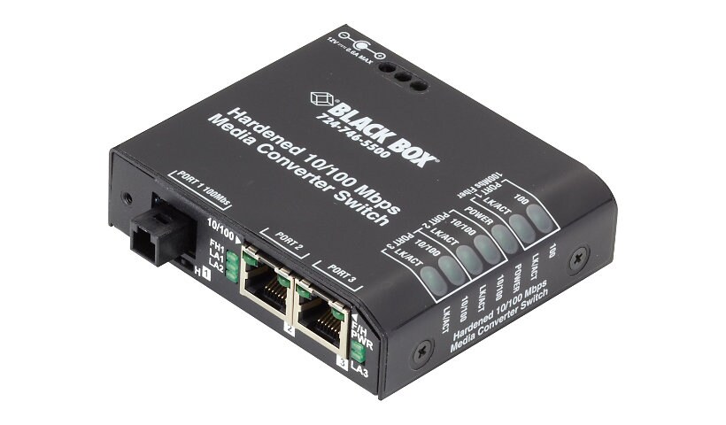 Black Box Hardened Media Converter Switch 100-240-VAC with IEC - media conv