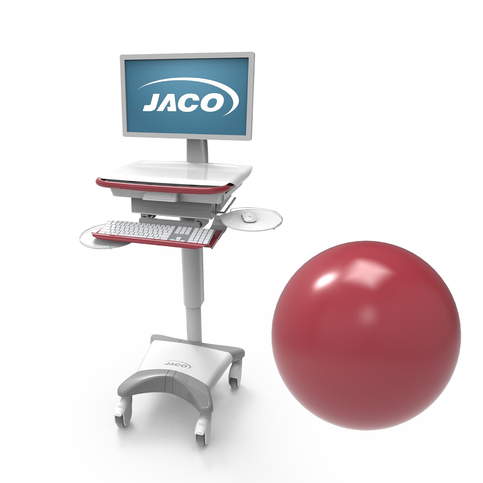 JACO Customization, Accent Color, Ruby Red, RAL3003, Antimicrobial Powder Coat, Smooth Gloss - setup fee