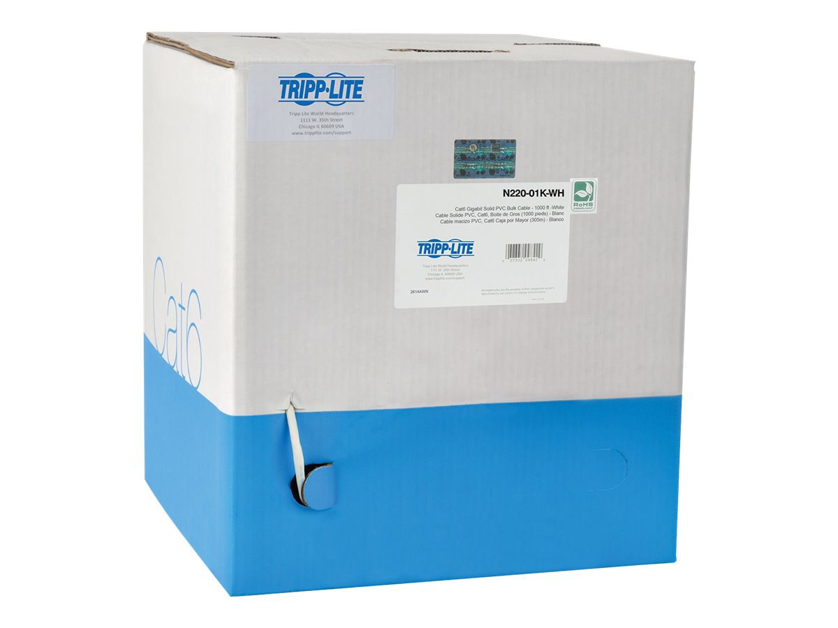 Eaton Tripp Lite Series Cat6 Gigabit Bulk UTP Stranded 24 AWG CMR PVC Cable, White, 1000 ft. (304.8 m) TAA - bulk cable