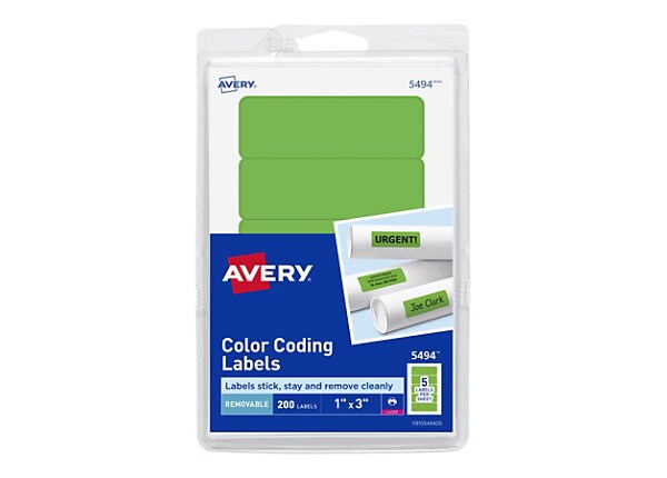 Avery Print or Write Color Coding Labels - labels - 200 label(s) - 1 in x 3 in