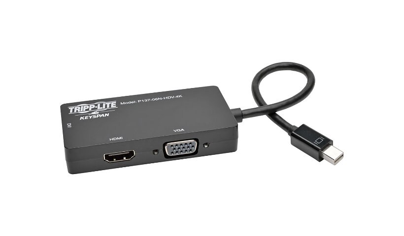 Tripp Lite 6in Mini DisplayPort to VGA / DVI / HDMI Adapter Converter 4Kx 2K 6" - video converter - black