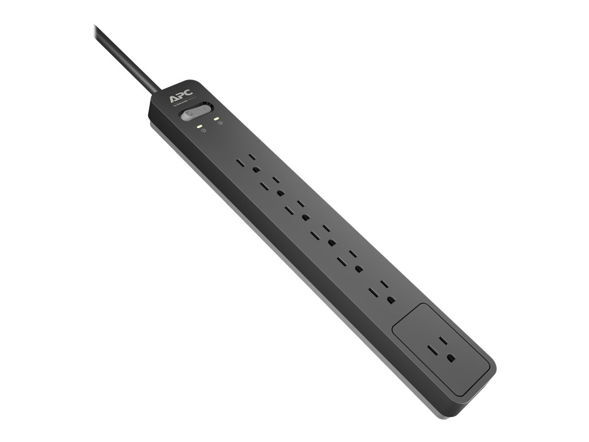 APC 7-Outlet Surge Protector, 6ft Cord 1440 Joules Essential Series, Black