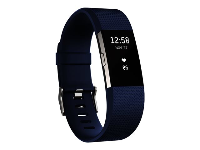 Fitbit Charge 2 - silver - activity tracker with band - blue - silver