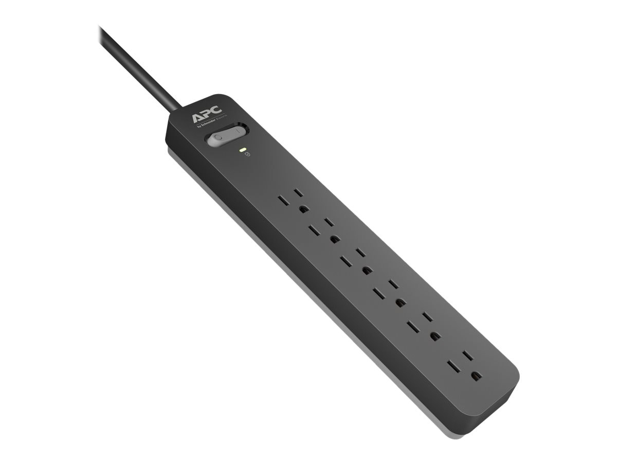 APC 6-Outlet Surge Protector, 3ft Cord 540 Joules Essential Series, Black