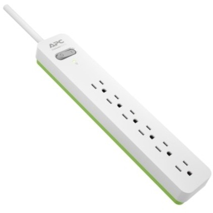 APC 6-Outlet Surge Protector, 6ft Cord 1080 Joules Essential Series, White