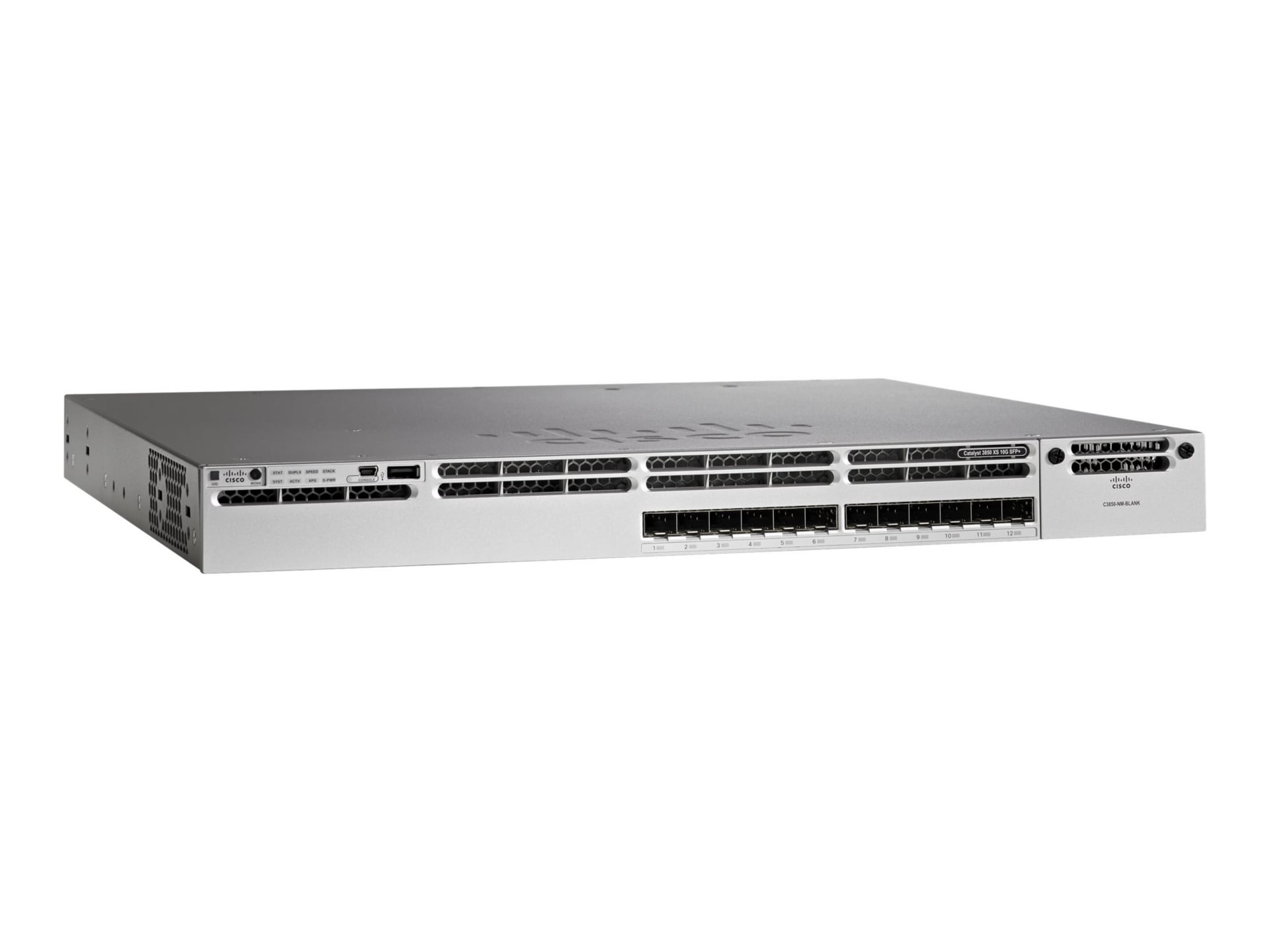 Cisco Catalyst 3850 12 Port SFP+ Ethernet Switch with 350WAC Power Supply - Refurbished