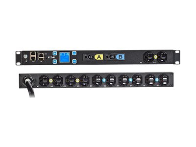 Eaton Metered Input rack PDU, 1U, L5-30P input, 2.88 kW max, 120V, 24A, 10 ft cord, Single-phase, Outlets: (12) 5-20R