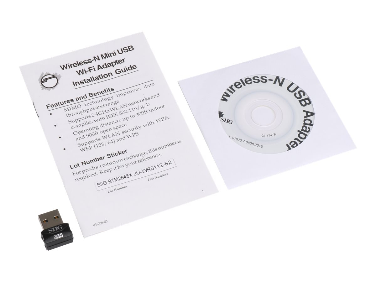 Thumbnail 3 of 4 for SIIG Wireless-N Mini USB Wi-Fi Adapter - network adapter - USB 2.0