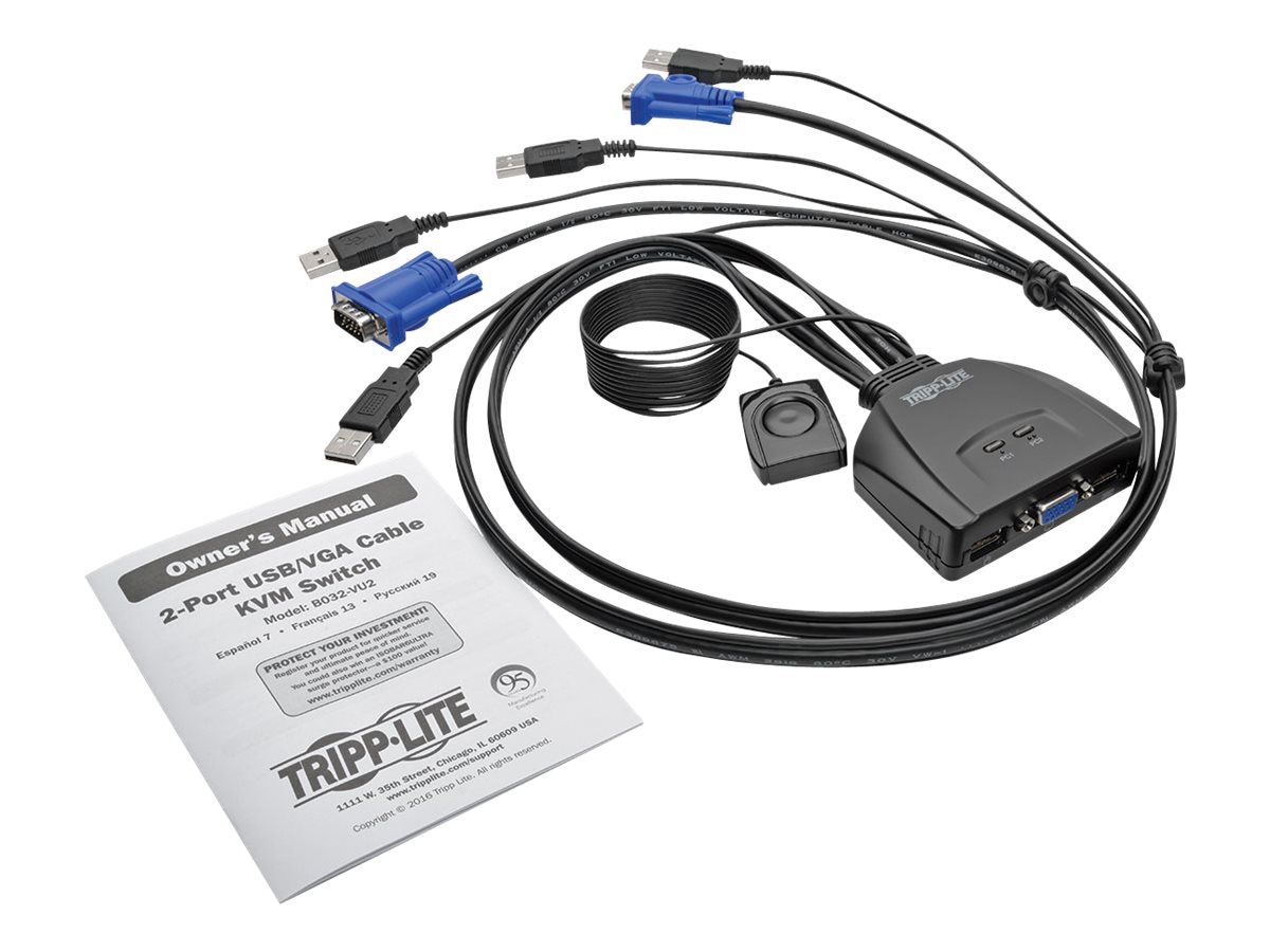 Thumbnail 3 of 9 for Eaton Tripp Lite series 2-Port USB/VGA Cable KVM Switch with Cables and USB Peripheral Sharing - KVM / USB switch - 2