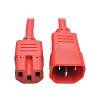Eaton Tripp Lite Series Power Cord C14 to C15 - Heavy-Duty, 15A, 250V, 14 AWG, 3 ft. (0.91 m), Red - power cable - IEC