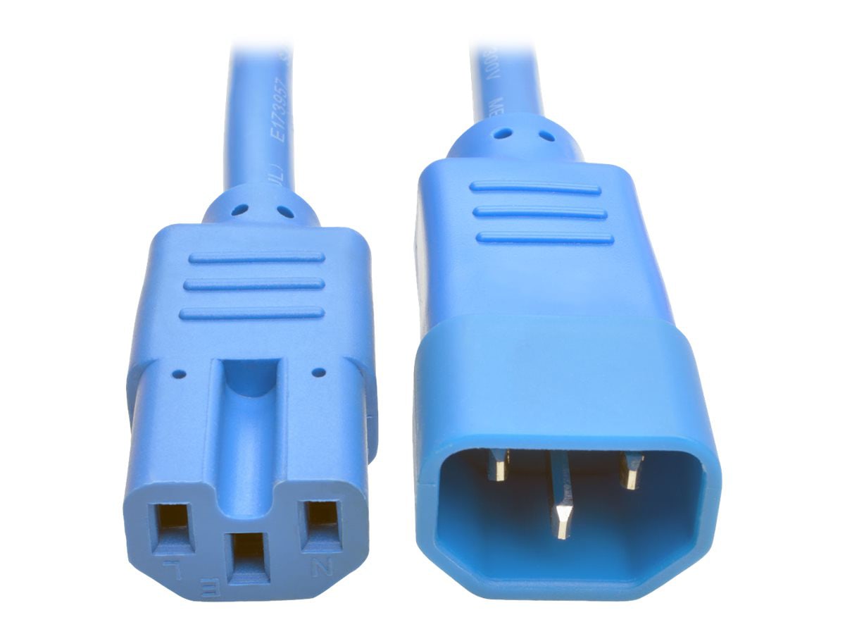 Tripp Lite Heavy Duty Computer Power Cord 15A 14AWG C14 to C15 Blue 6' 6ft
