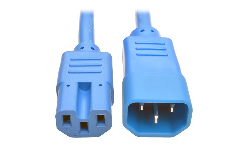 Tripp Lite Heavy Duty Computer Power Cord 15A 14AWG C14 to C15 Blue 3' 3ft