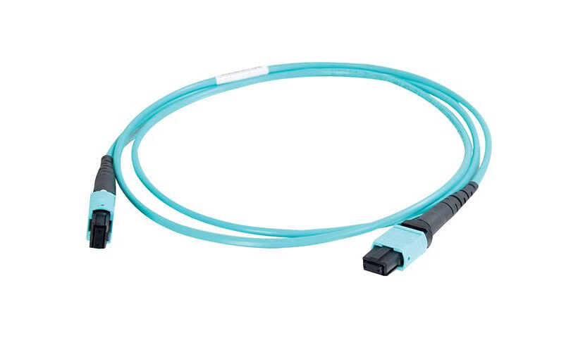 C2G 5m MPO to MPO Fiber Array Cable Method A OM4 Plenum Rated (OFNP) - Aqua