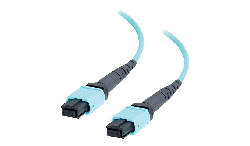 C2G 10m MPO to MPO Fiber Array Cable Method B OM3 Plenum Rated (OFNP) - Aqu