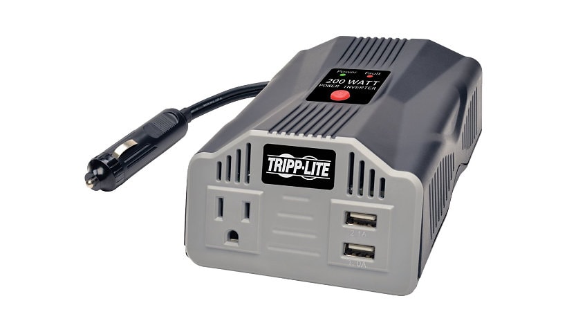 Tripp Lite 200W Car Inverter Compact w/ 1 Outlet & 2 USB Charging Ports