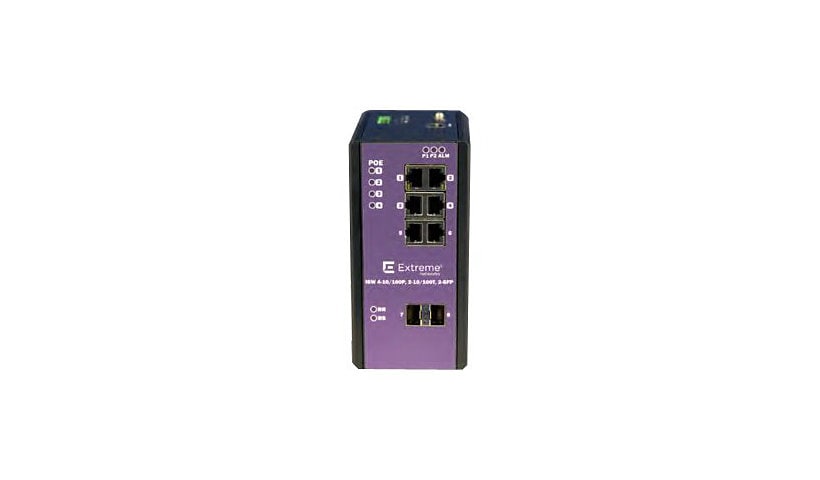 Extreme Networks ExtremeSwitching Industrial Ethernet Switches ISW 4-10/100P, 2-10/100T, 2-SFP - switch - 4 ports -