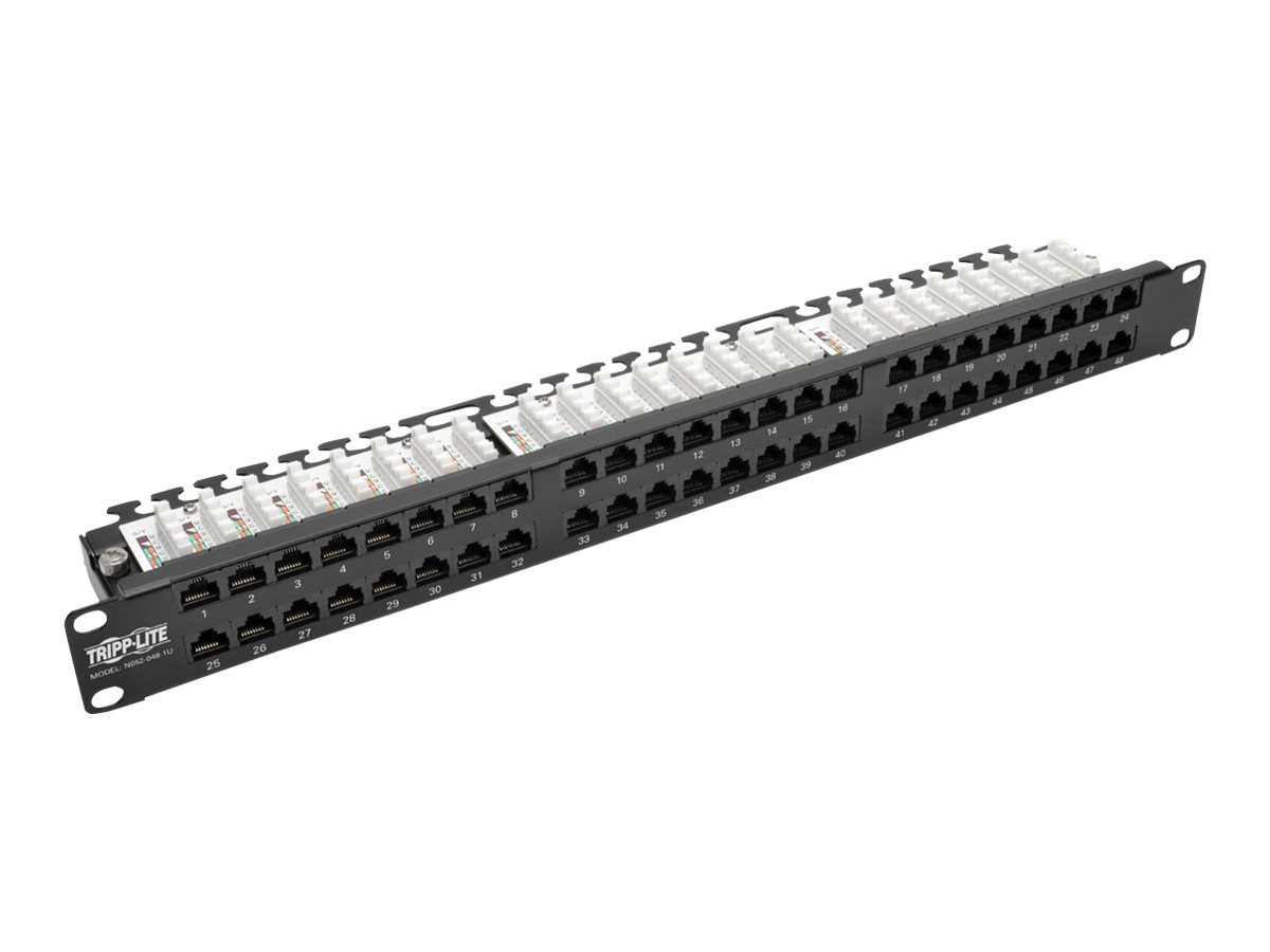 Tripp Lite 48-Port 1U Cat 5 Cat 5e Patch Panel Rackmount 110 RJ45 Ethernet High Density UTP 568B - patch panel - 1U -
