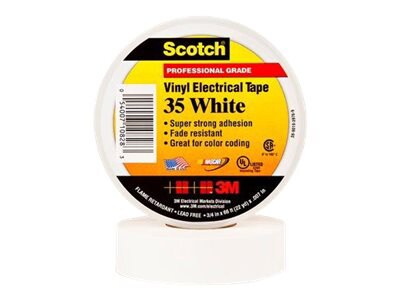 3M Scotch Professional Grade Vinyl Electrical Tape 35 - White, 3/4x66FT