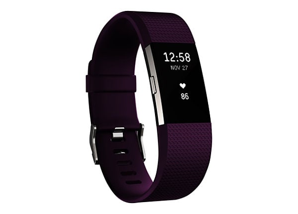 Fitbit Charge 2 - silver - activity tracker with band - plum - silver