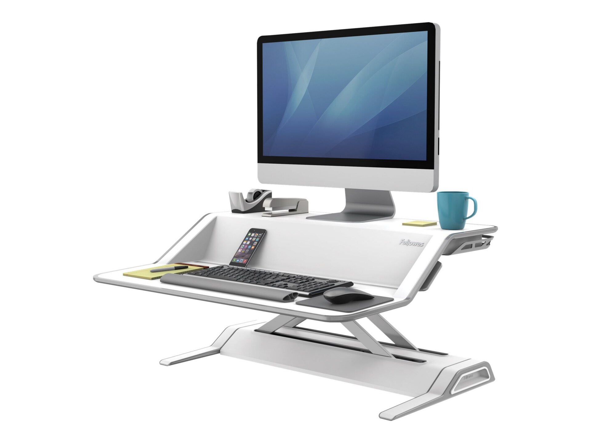 Fellowes Lotus Sit-Stand Workstation stand - Waterfall - for LCD display / keyboard / mouse - white