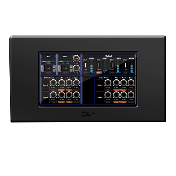 AtlasIED BlueBridge 7" Touch Panel Wall Controller - Black