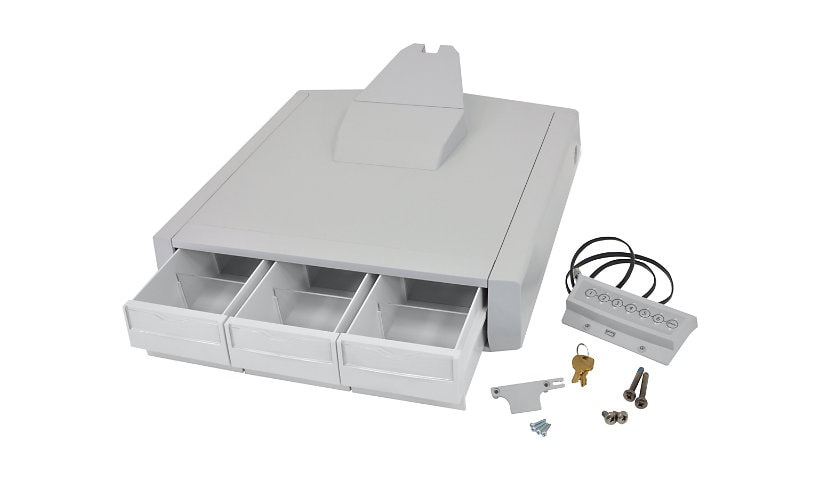 Ergotron SV44 Primary Triple Drawer for Laptop Cart mounting component - gray, white