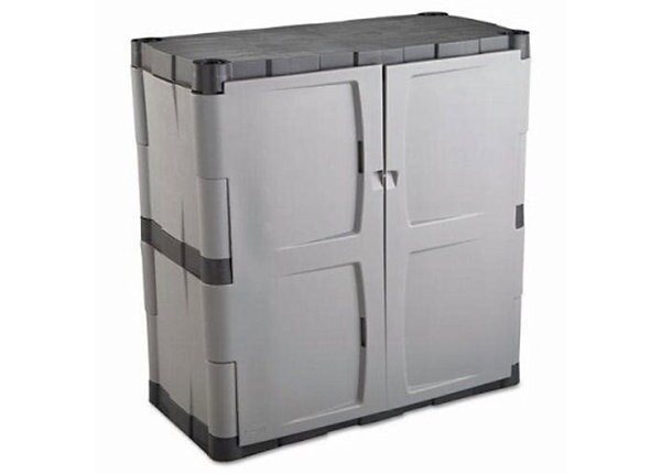 Rubbermaid Double Door Storage Cabinet Base - Gray/Black